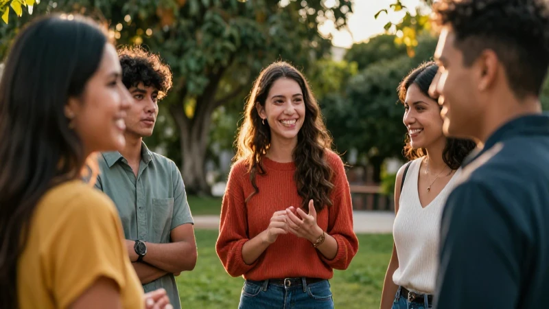 Jóvenes colaboran cálidamente en naturaleza