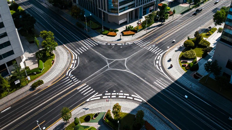 Intersección urbana dramática e hiperrealista