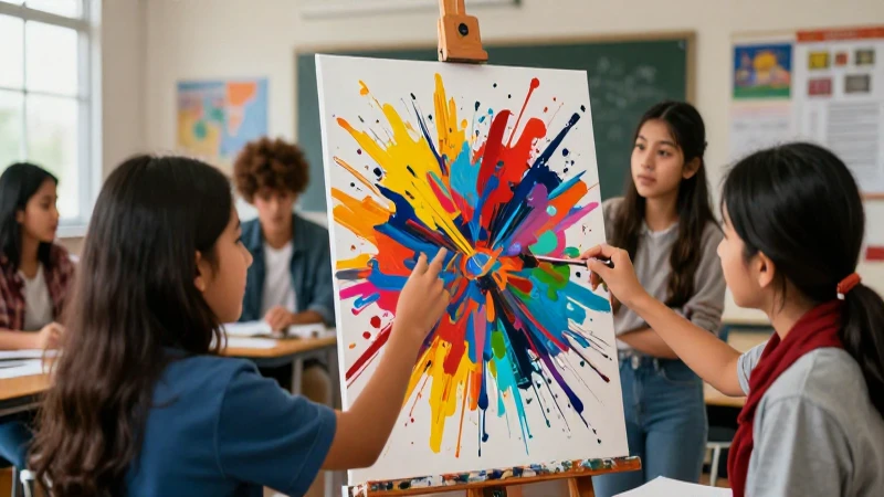 Jóvenes mexicanos interactúan con arte vibrante
