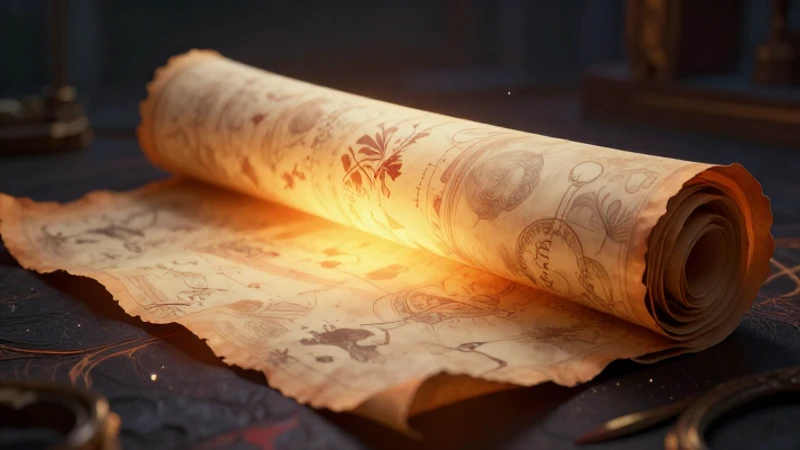 Pergamino misterioso con iluminación dramática