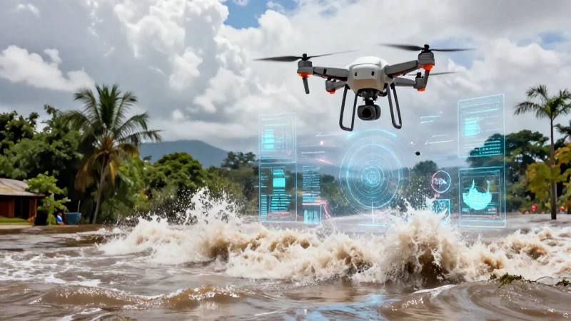 Inundaciones: causas, características y su impacto ambiental 6 Drone muestra datos holográficos sobre el paisaje inundado