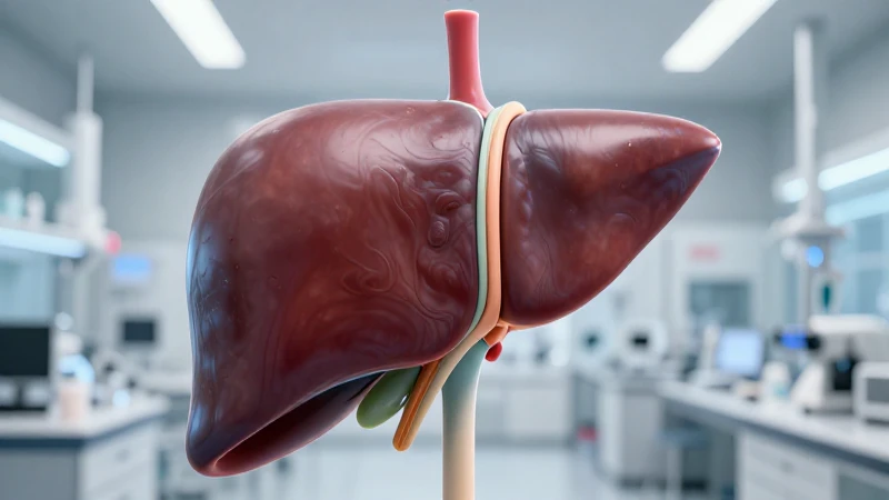 Fotografía médica hiperrealista de hígado en laboratorio
