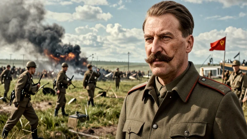 Retrato hiperrealista de Stalin en campaña militar soviética