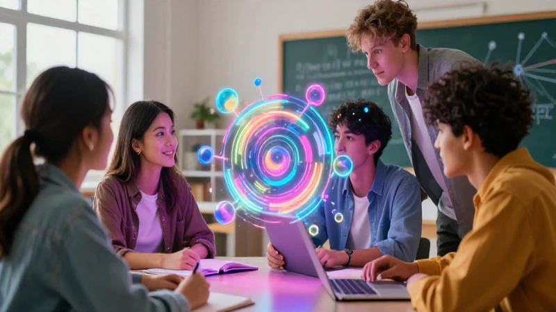 Colaboración estudiantil moderna con conceptos brillantes