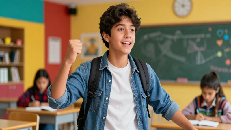 Estudiante vibrante con concepto Irrisodio