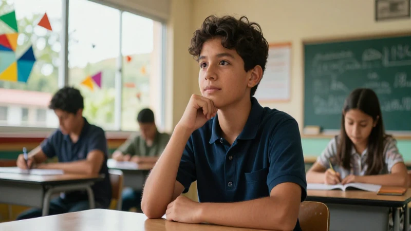 Estudiante joven y concentrado en aula moderna