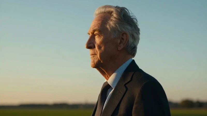 Abuelo contemplativo con luz dorada y estilo profesional