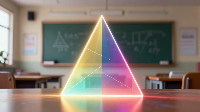Domina el triángulo isósceles rectángulo: sus secretos y propiedades 6 Triángulo estilizado con luz brillante en clase