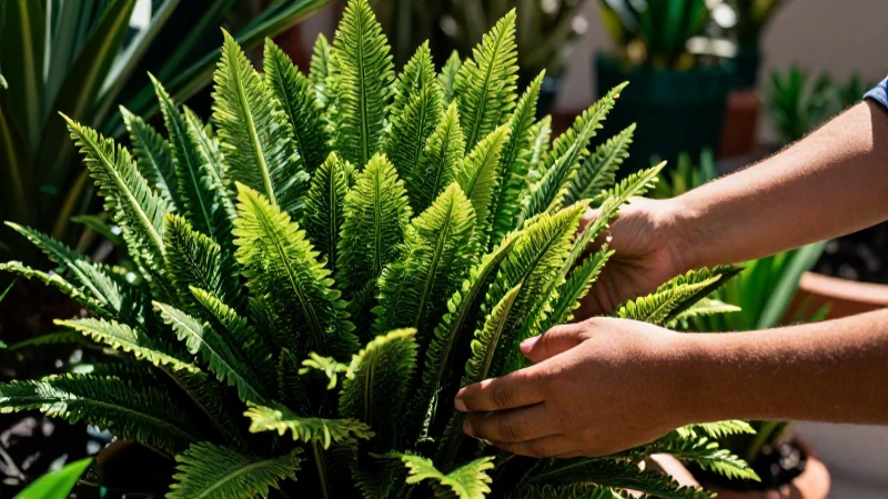 Jardin vibrante con planta cuidada