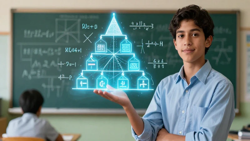 Estudiante experto en matemáticas con estética vibrante