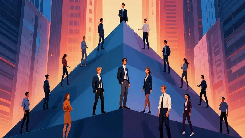Jerarquía: Significado y su Impacto en Empresas y Sociedad 3 Pirámide ascendente con profesionales en ascenso