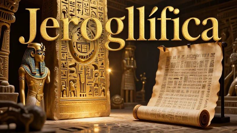 Jeroglíficos egipcios detallados y dramáticos en una tablet antigua