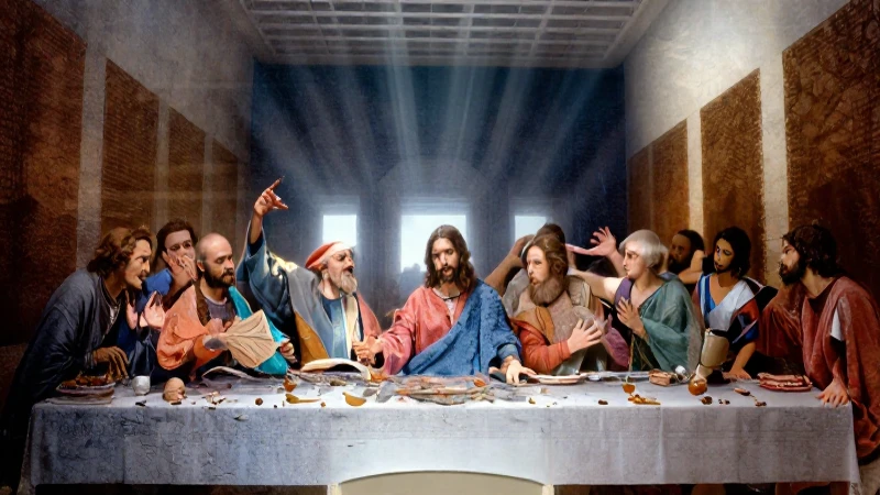 Jesús en la Última Cena bajo luz divina
