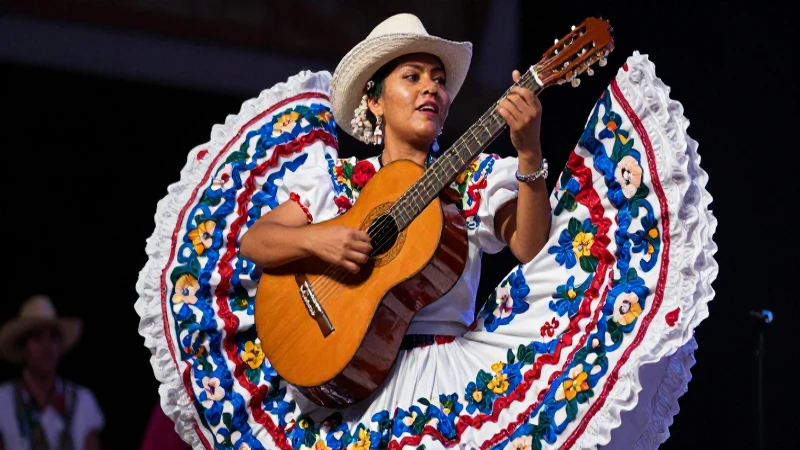 Baila el joropo en un escenario cinematográfico vibrante