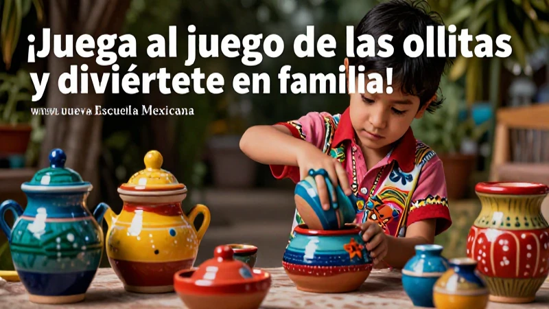 Ilustración educativa de juego de ollitas mexicano
