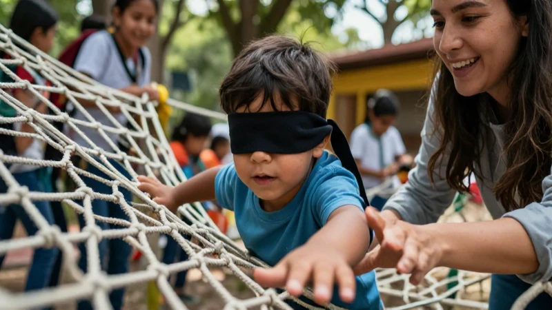 Niño juega guiado en red de aprendizaje vibrante