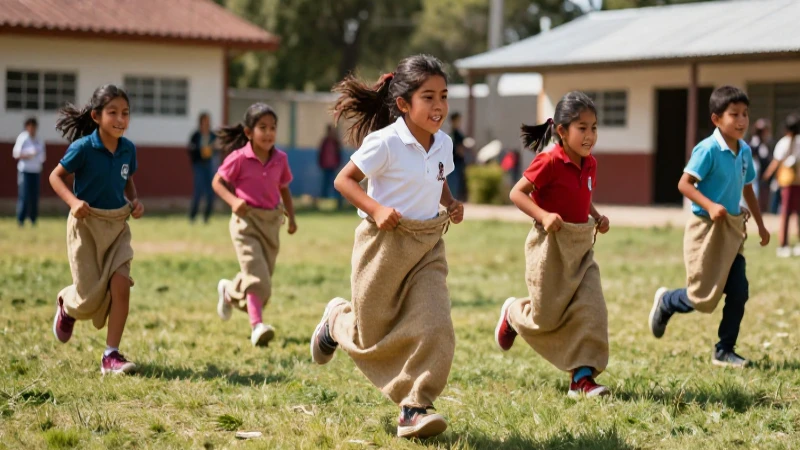 Niños mexicanos compiten en una carrera vibrante