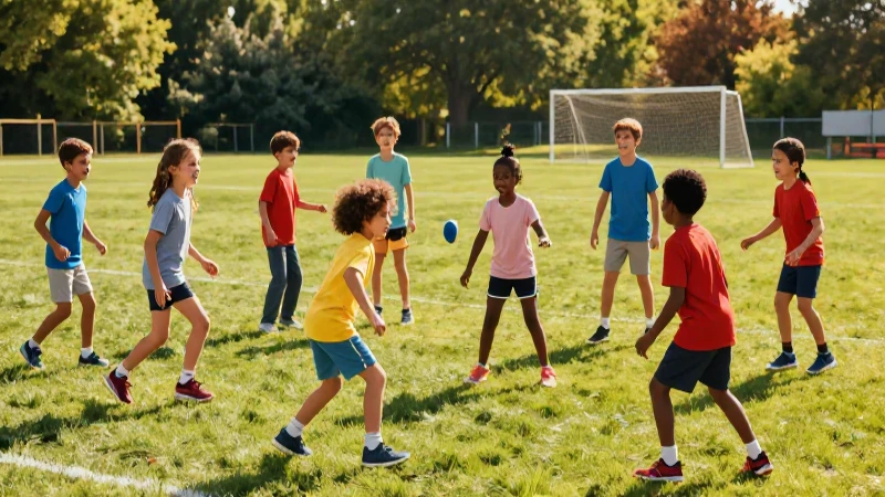 Niños felices juegan en un campo soleado