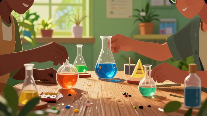 Juego Didáctico: 20 Ejemplos de Juegos Didácticos Divertidos 10 Manos diversas crean ciencia vibrante en madera rústica