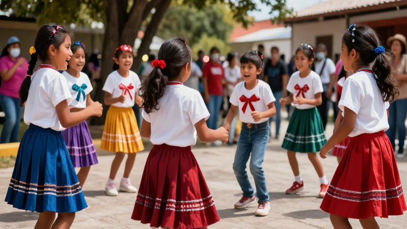 Juego Ponle la Cola al Burro: Cómo se Juega la Víbora 7 Niños mexicanos juegan en un ambiente dinámico y vibrante
