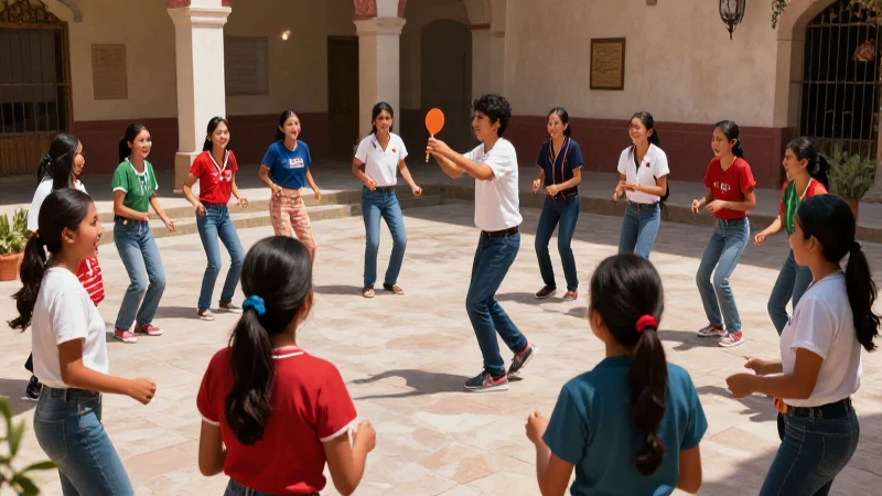 Ilustración educativa de juegos mexicanos vibrantes