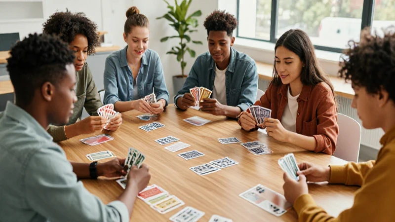 Estudiantes jugando a cartas en un aula
