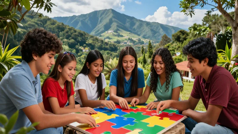 Estudiantes mexicanos colaboran en vibrante paisaje natural