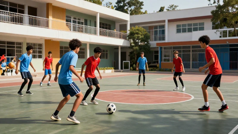 Juegos deportivos escolares con estilo vibrante