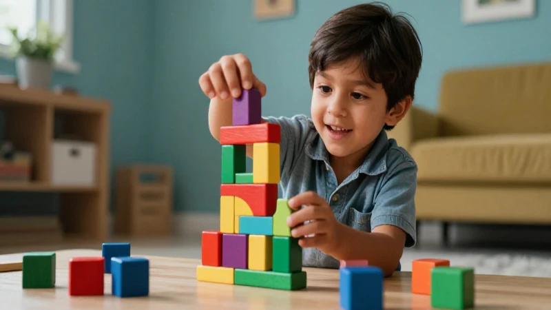 Ebook imprescindible sobre juegos educativos infantiles 10 Niño mexicano feliz juega con bloques educativos hiperrealistas