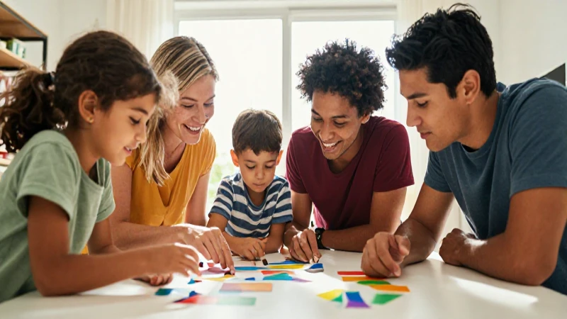 Juegos en familia: Descubre el mejor ebook de diversión 5 Familia alegre jugando un juego creativo