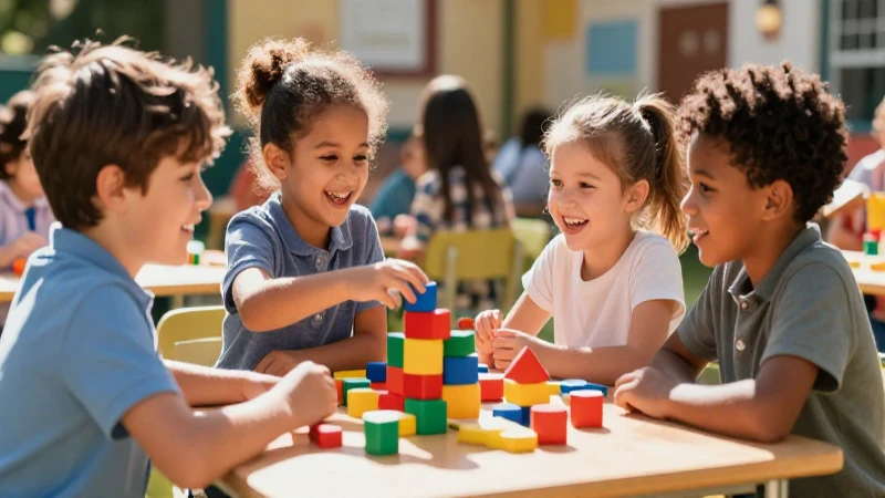 Niños felices aprenden jugando con materiales naturales