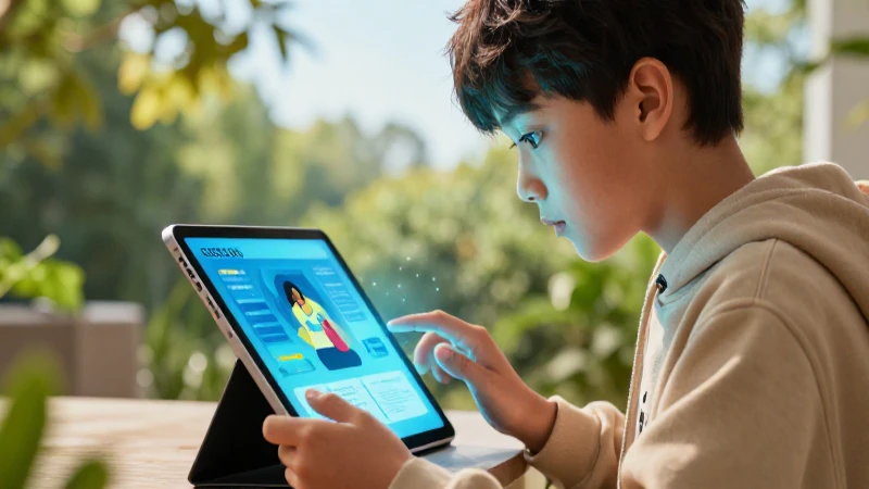Estudiante aprende con tecnología moderna