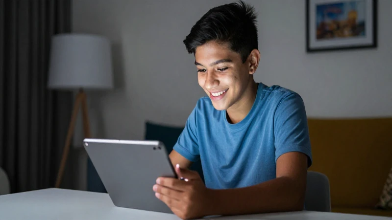 Estudiante mexicano aprende con tablet moderna