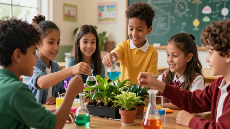Clase de ciencias dinámica y participativa