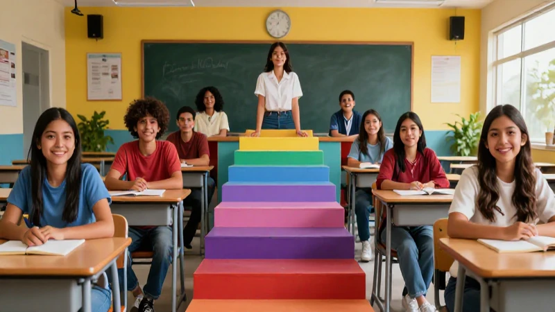 Jóvenes mexicanos en aula educativa dinámica