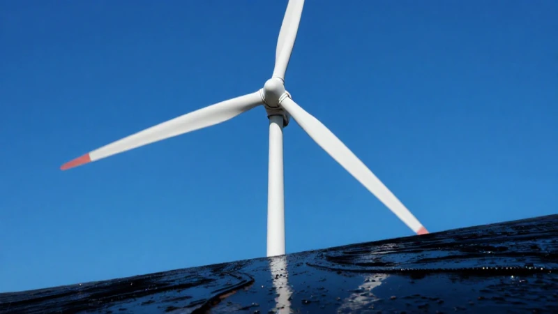 Turbina vibrante sobre petróleo y cielo azul