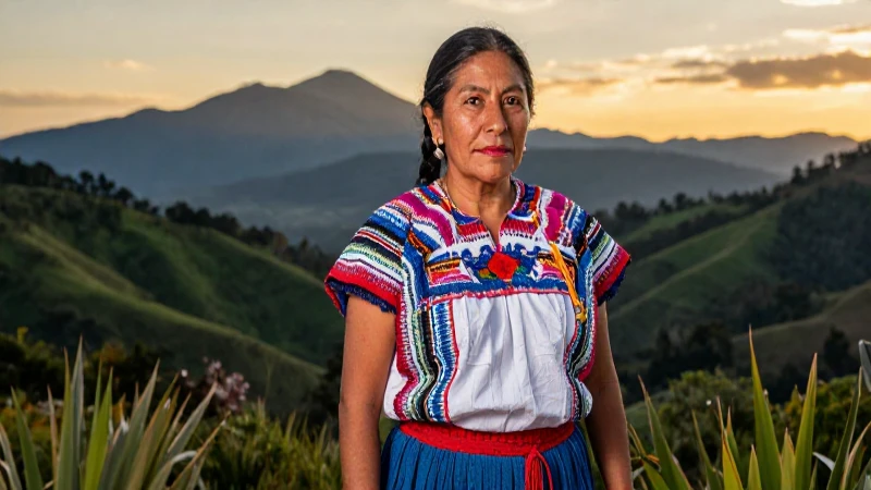 Mujer indígena oaxaqueña majestuosa en Sierra Norte