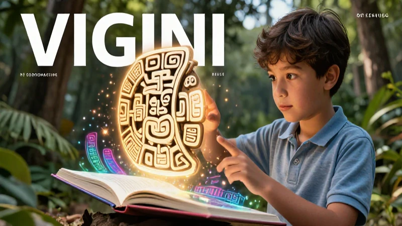 Estudiante interactúa con holograma mesoamericano vibrante
