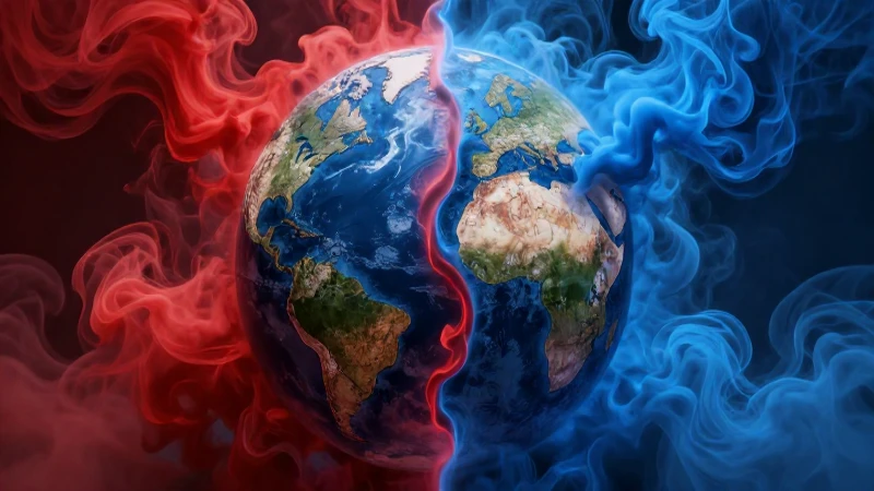 La Guerra Fría: Concepto, Historia, Causas y Consecuencias 3 Conflicto global simbolizado por colores y humo dramático