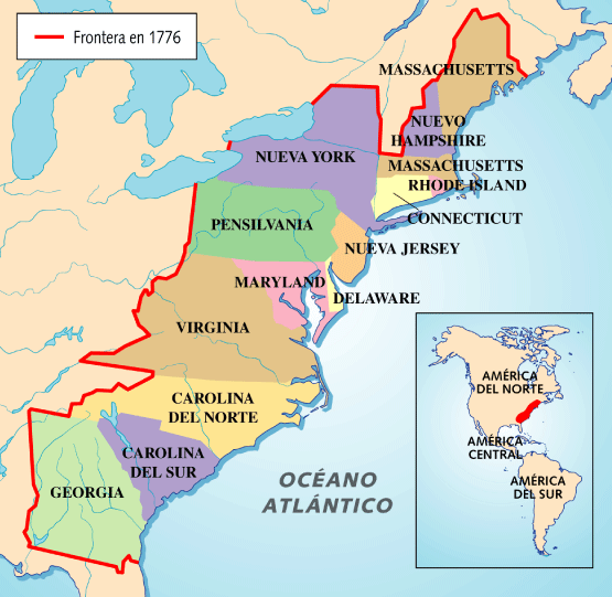 la historia conoce de las 13 colonias de america del norte