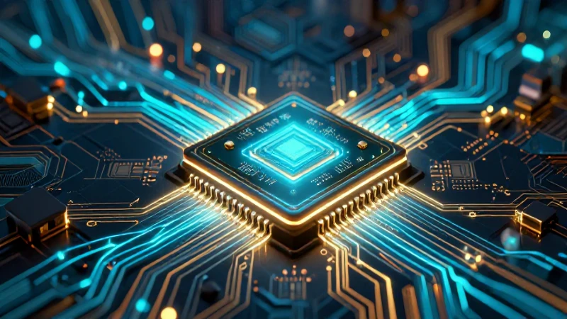 Chip brillante simbolizando la computación futurista