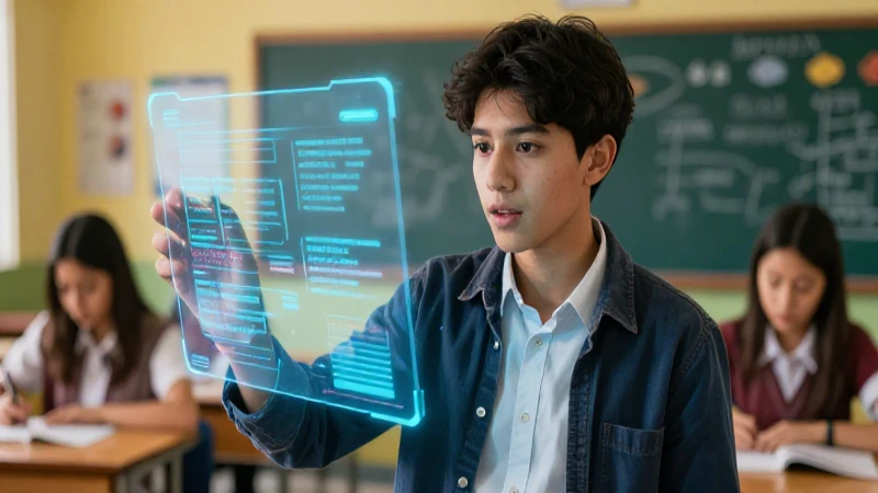 Estudiante con código holográfico en México
