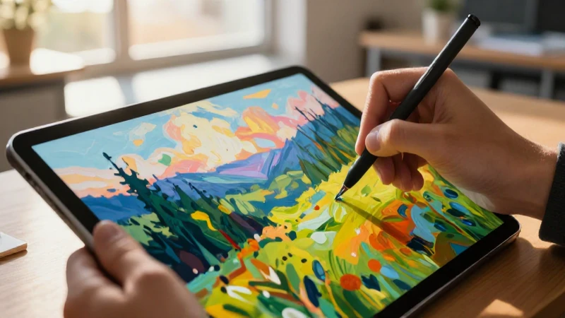 Conoce la magia de la ilustración: técnicas, inspiración y consejos 3 Artista digital pinta un paisaje vibrante