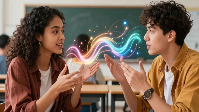 Jóvenes conversan profundamente con energía vibrante