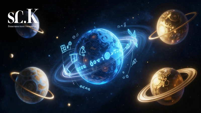Cuerpos celestes interactúan en un cosmos brillante y educativo