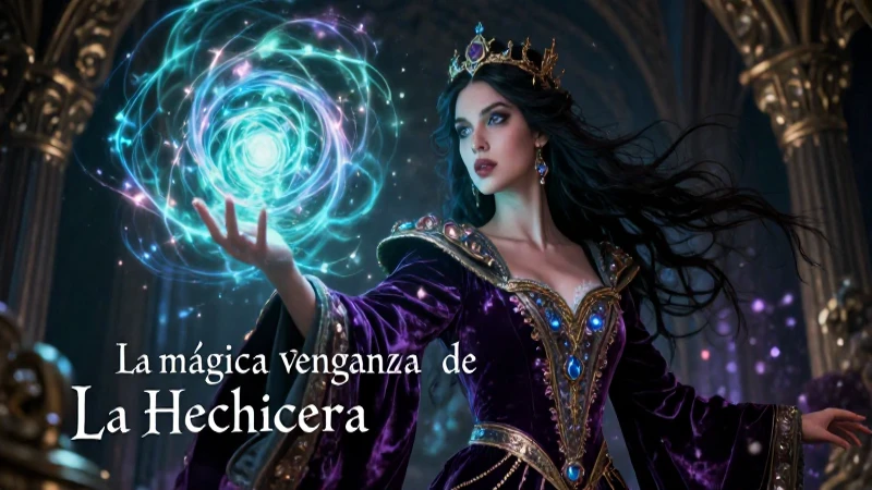 Hechicera poderosa en un místico vórtice oscuro