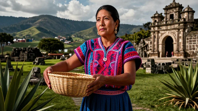 Conoce la riqueza de La Matlazihua: historia y tradiciones mexicanas 3 Mujer elegante en paisaje tradicional mexicano