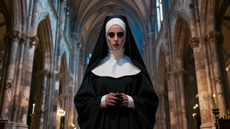 Conoce la aterradora leyenda corta de la monja de la catedral 5 Monja misteriosa en catedral gótica detallada
