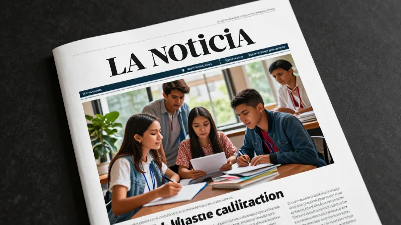 Ilustración educativa de noticias y estudiantes mexicanos