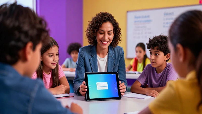 Educadora mexicana enseña a estudiantes con tablet